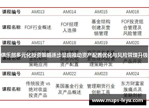 俱乐部多元化投资策略逐步显现推动资产配置优化与风险管理升级